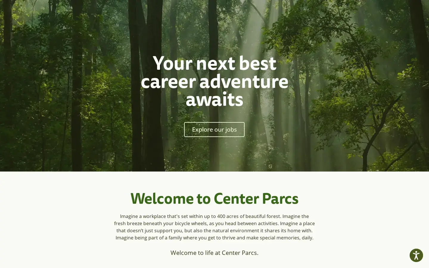 Center Parcs careers site, captured from its public website