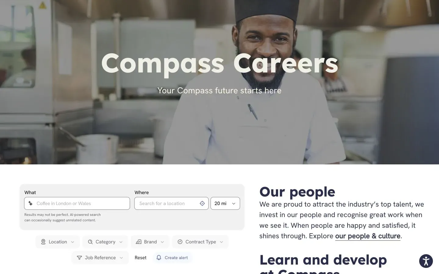 Compass Group's public careers site, its home page