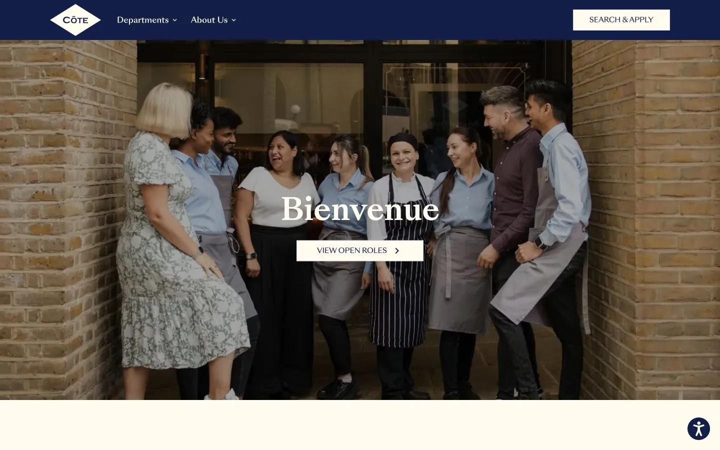 Côte's public careers site, its home page