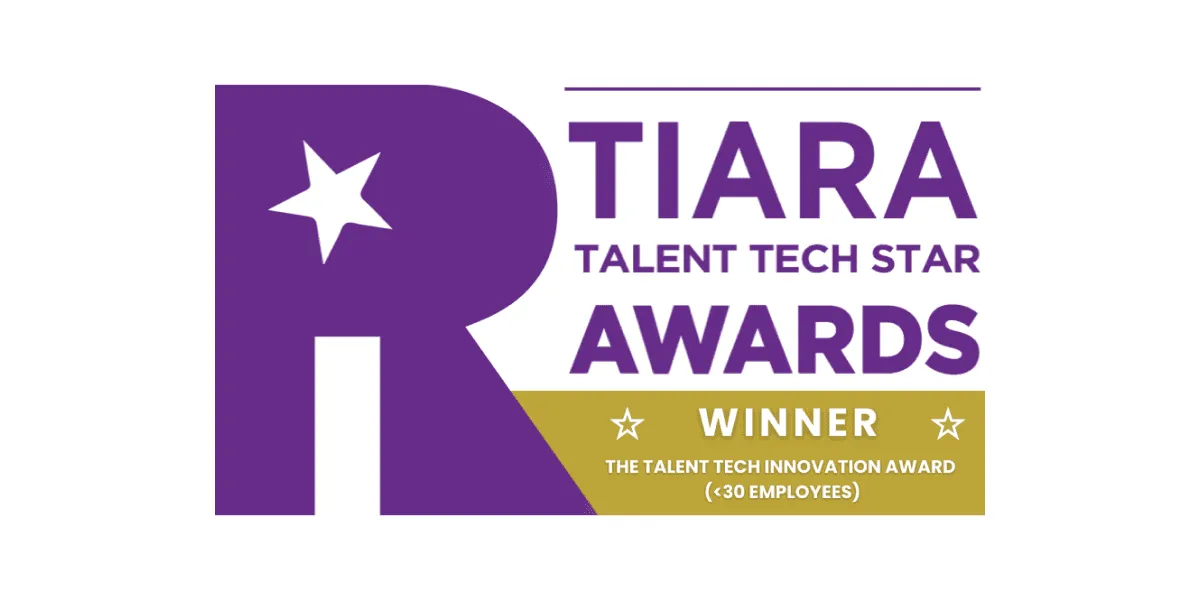 The TIARA Talent Tech Star Awards logo with a Winner banner for the Talent Tech Innovation Award (under 30 employees).